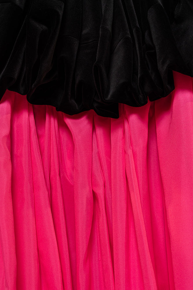 Black Velvet Bubble and Pink Dress
