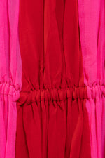 Pink and Red Silk Tulle Pleated Dress
