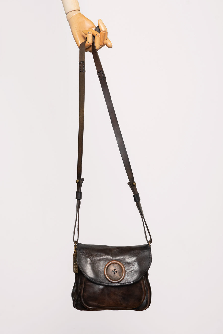 munoz vrandecic leather×cotton bag Munoz Vrandecic/Leather Pin Bag (Black/Brown) – OBEIOBEI