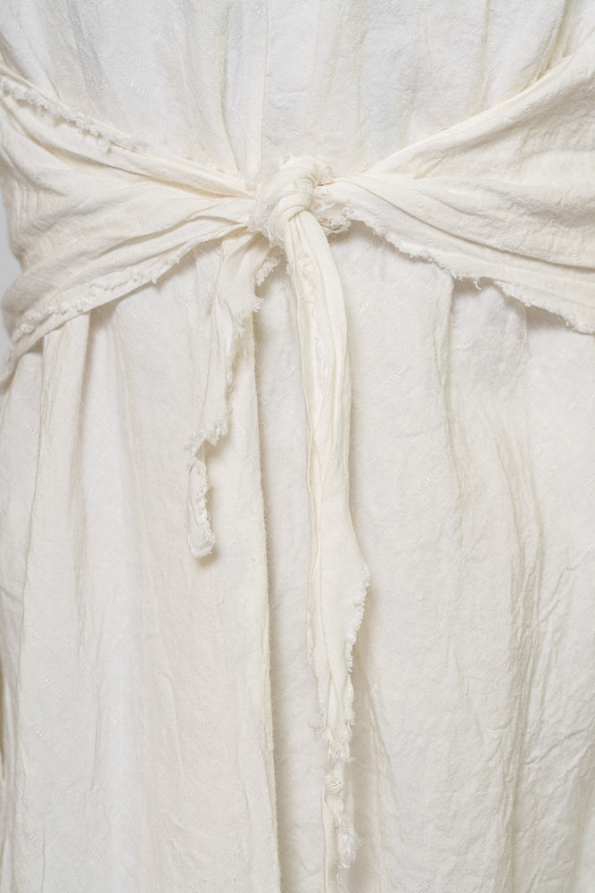 Tie Top White Linen Dress
